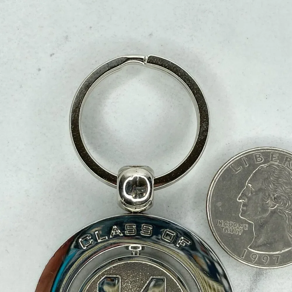 Silver Tone Class of 14 2014 Spinning Fidget Spinner Keychain Keyring